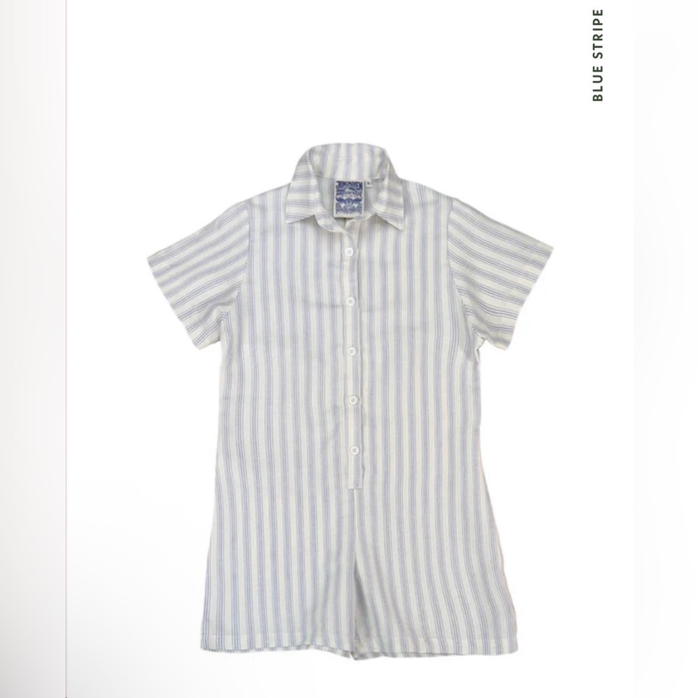 Jungmaven Luxe Stillwater Short Romper in Blue Stripe Medium